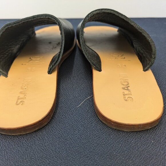St Agni Leather Slides (Black) - Picture 8 of 14